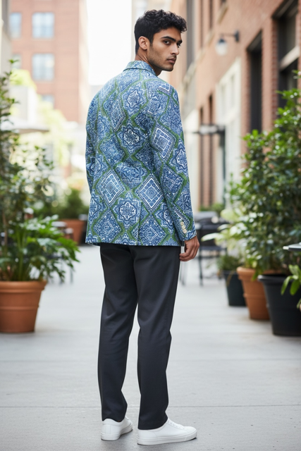 Blue/Green Geo Diamond Blazer