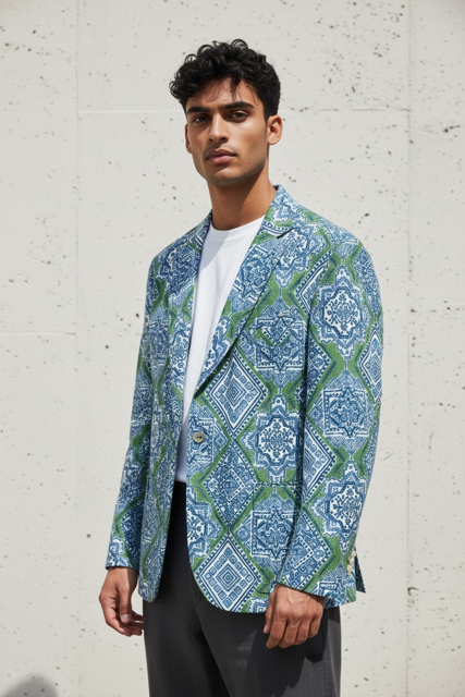 Blue/Green Geo Diamond Blazer