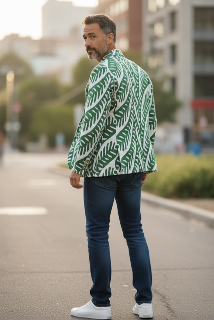Green Palm Frond Blazer