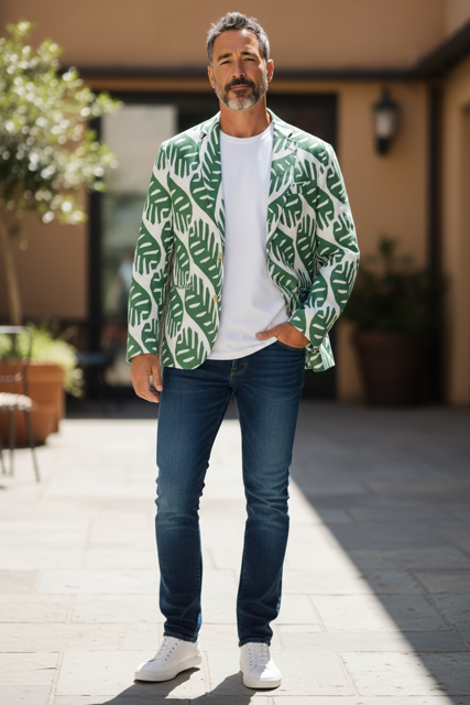 Green Palm Frond Blazer