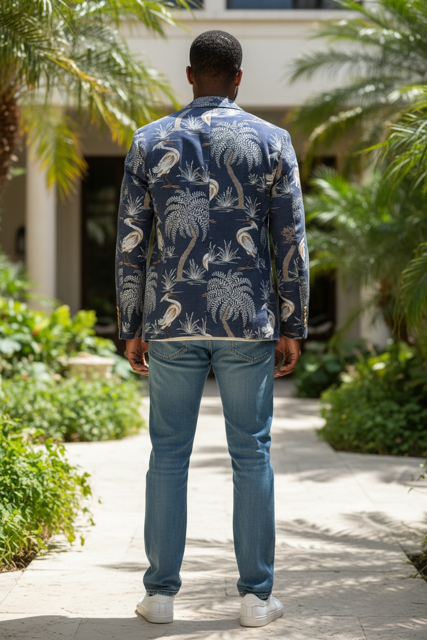 Embroidered Heron Blazer