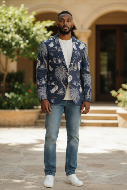 Embroidered Heron Blazer