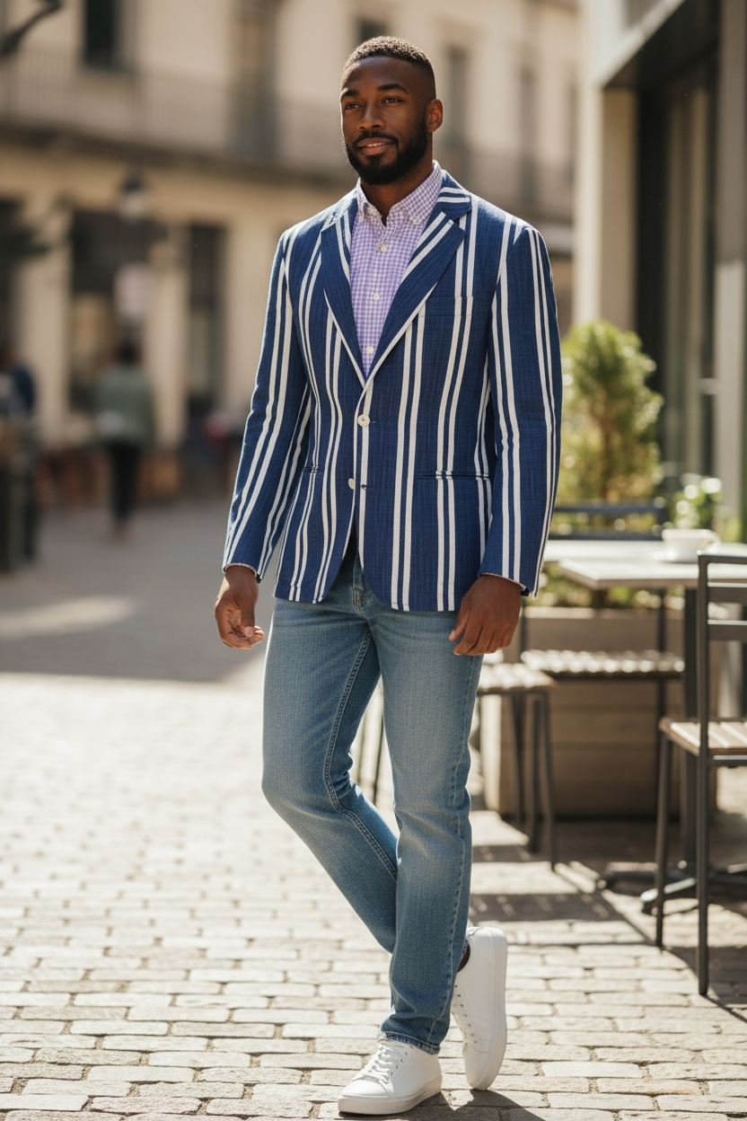 Classic Navy Boating Stripe Blazer