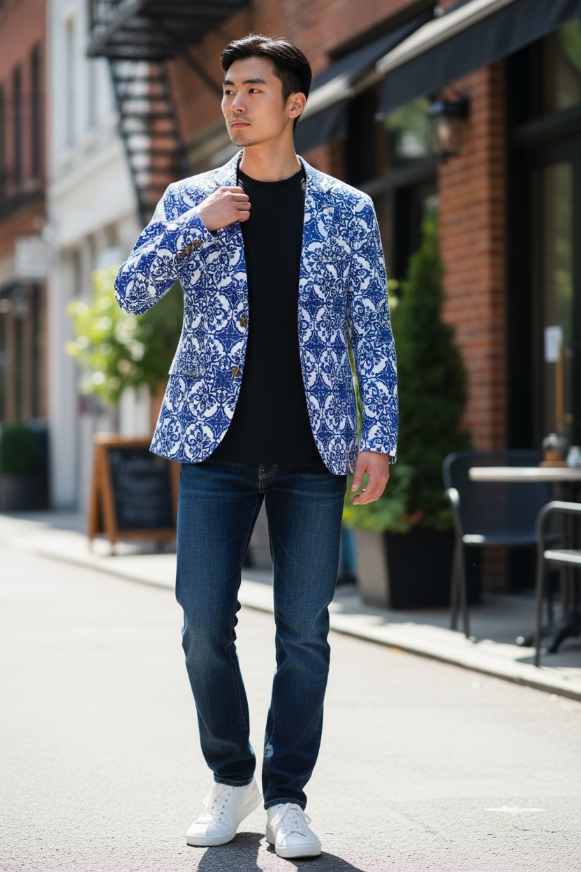 Blue Italian Majolica Blazer